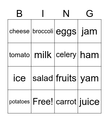 Fridge Bingo Card