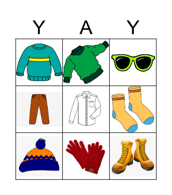 Clothes, clothes, clothes! Bingo Card