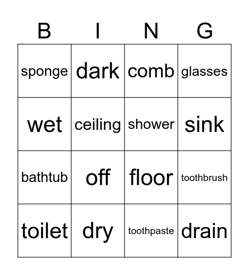 Bathroom Bingo Card