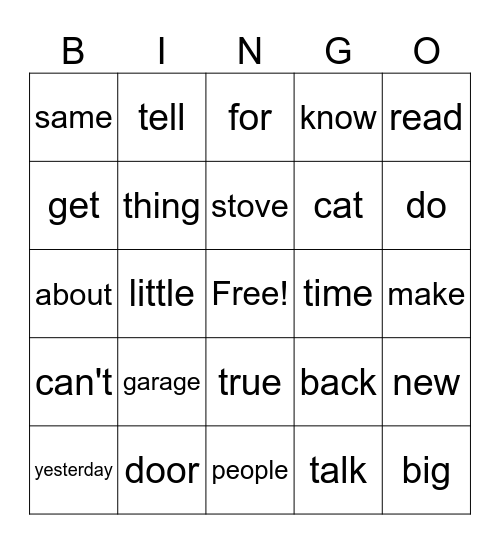 Lessons 9, 10, and 11 Bingo Card