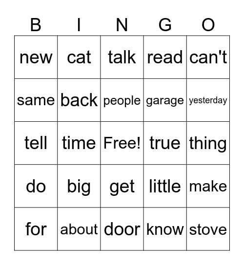 Lessons 9, 10, and 11 Bingo Card