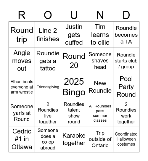 2024 ROUNDIE BINGO Card