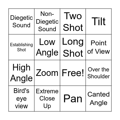 Film Techniques Bingo Card
