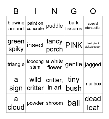 City Photo Hunt Bingo Card