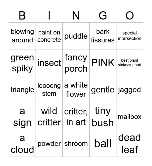 City Photo Hunt Bingo Card