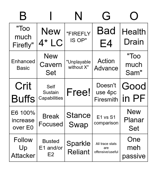 Firefly Kit and Response Bingo Card