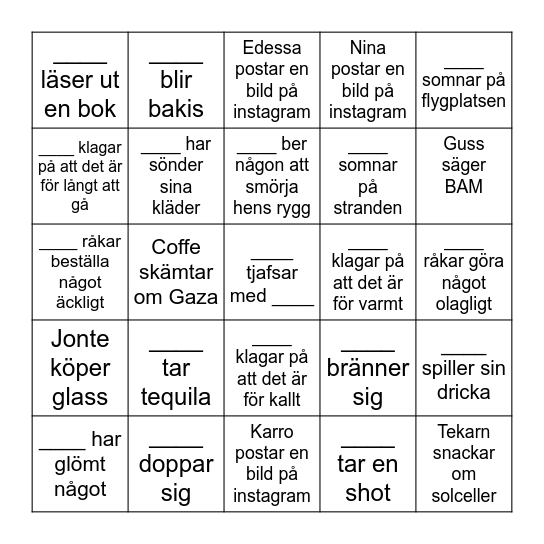 SEMESTER BINGO Card