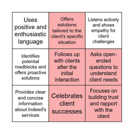 Client Centricity Bingo! Bingo Card