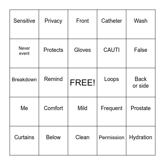 PERI CARE Bingo Card