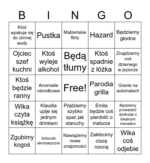 Majówka Bingo Card