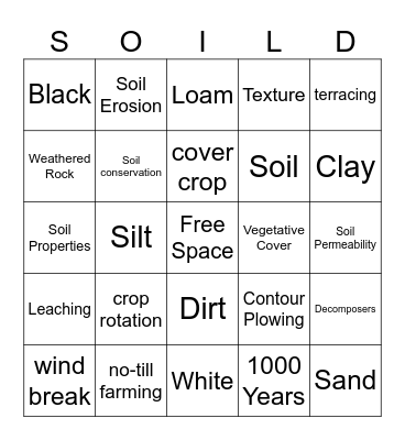 Soil Conservation Bingo Card