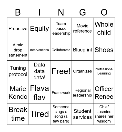 MTSS working group! Bingo Card