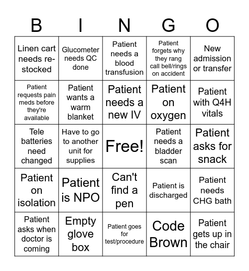 Nurse's Week 2024 Bingo Card