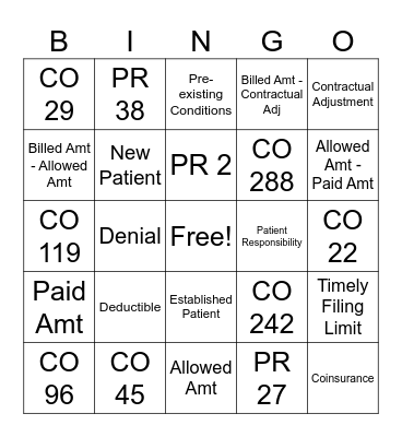 EOB Bingo Card