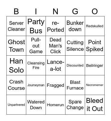 Hammersan's Hunter Bingo D2 Bingo Card