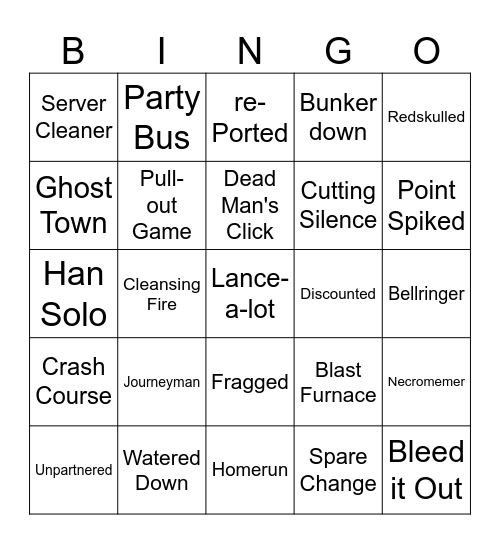 Hammersan's Hunter Bingo D2 Bingo Card