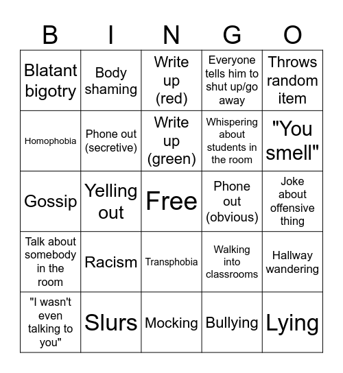 BRADEN BINGO CARD Bingo Card