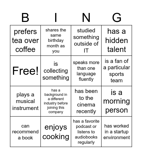 Welcome to HSO Bingo Card