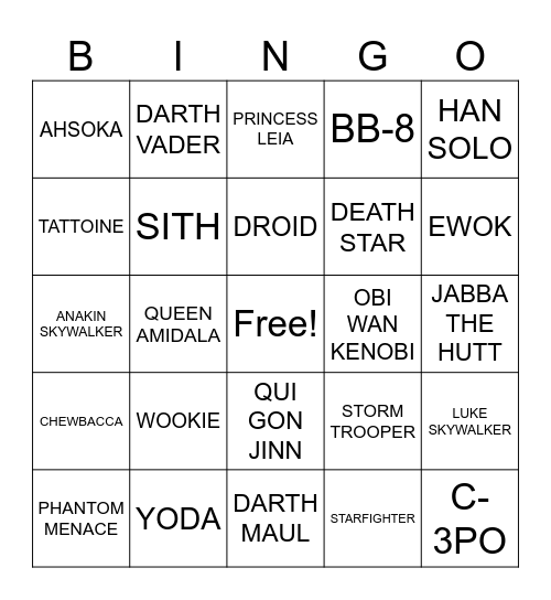 MAY THE 4TH BE WITH YOU BINGO Card