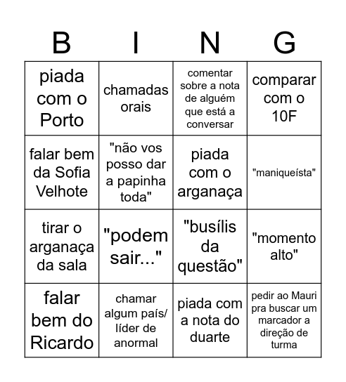 Bingo do Rui Bingo Card