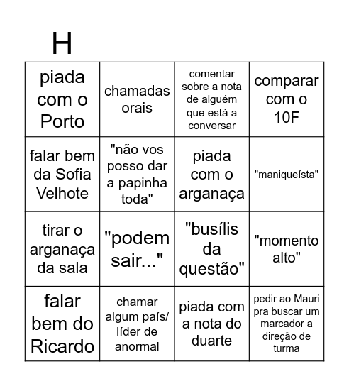 Bingo do Rui Bingo Card