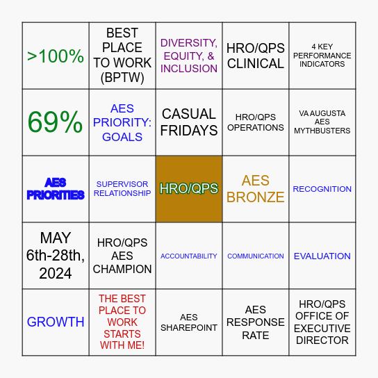 HRO/QPS 2024 AES BINGO Card