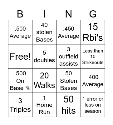 Season Bingo Card