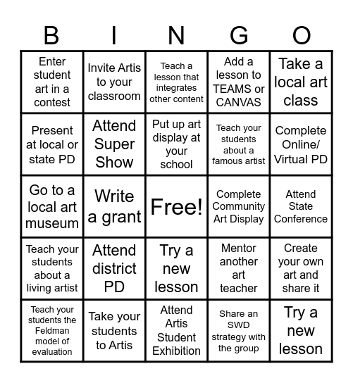 ART TEACHERS BINGO 24-25 Bingo Card