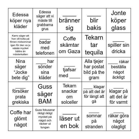 SEMESTER BINGO - Jocke Bingo Card