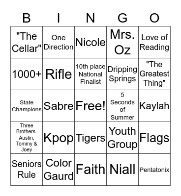 Kaylah's Graduation Bingo Card