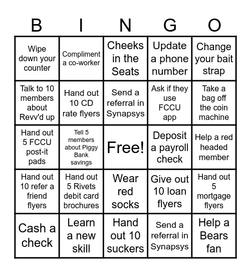 FCCU Bingo Card