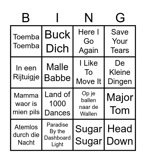 Reinders Bingo Card