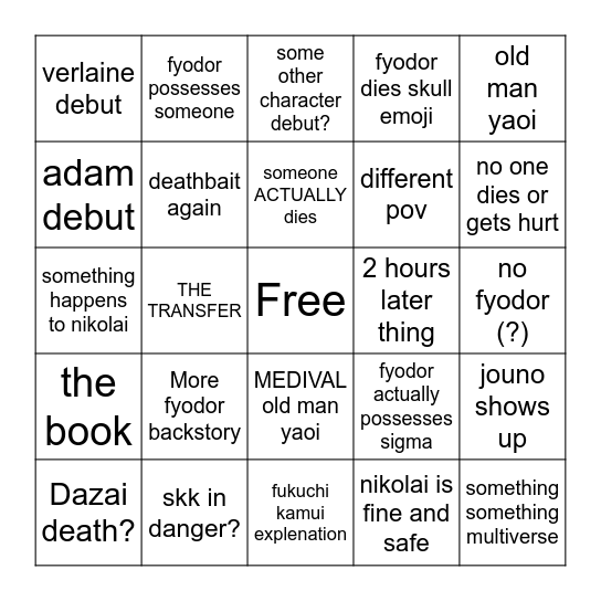 ch. 114.5 bingo (lord save us) Bingo Card