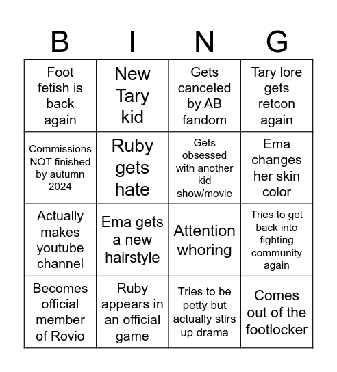 Kritter bingo 2 electric boogaloo Bingo Card