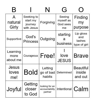 God's Princess Bingo Card