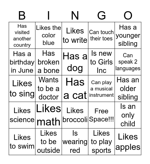 Find a Girl Who... Bingo Card