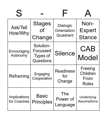 Solution-Focused Approaches Bingo Card