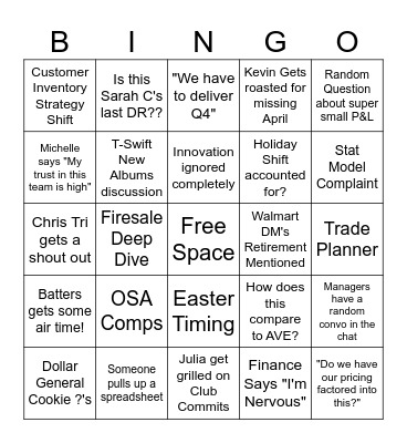 April DR Bingo Card