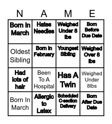 L&D Fill In! Bingo Card