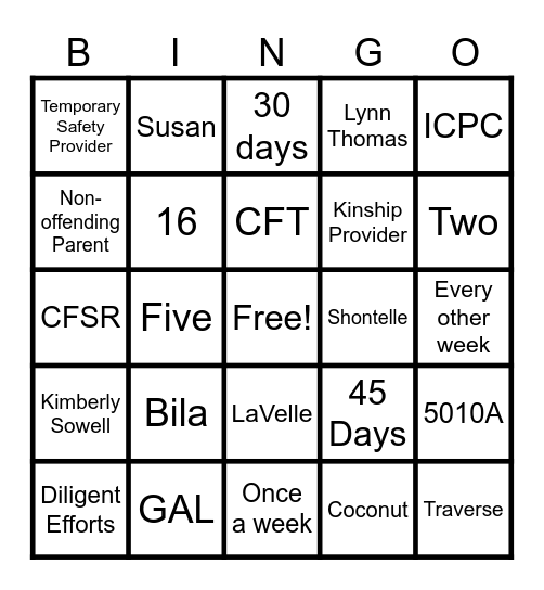 CFS Bingo Card