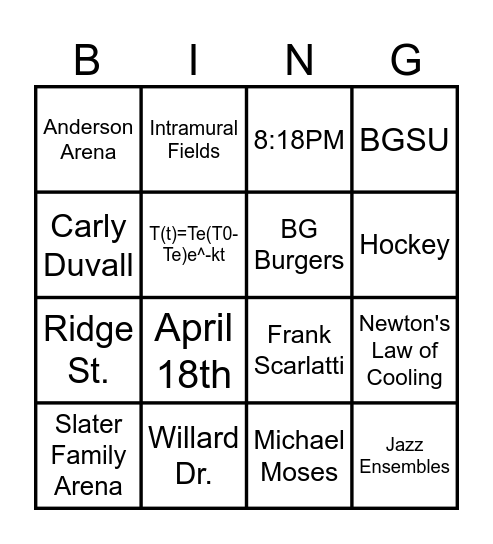 Murder Bingo Card