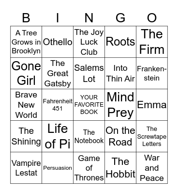 BOOK BINGO Card