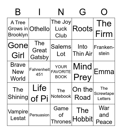 BOOK BINGO Card