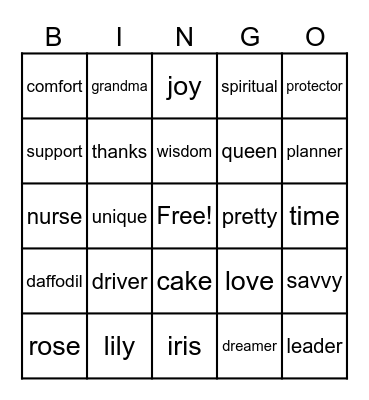 Mother's Day Bingo Card