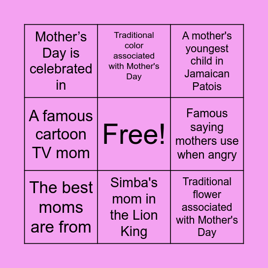 Celebrating Mom: Graduate Call Bingo Card