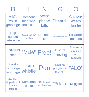 Collections Meeting Bingo Card