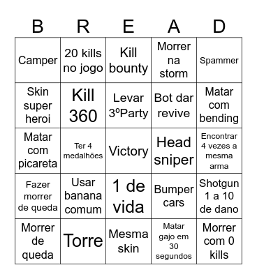 Fortmerdas Bingo Card