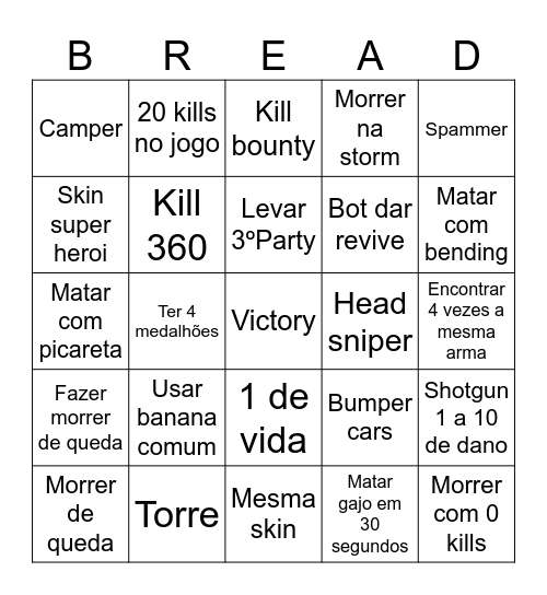 Fortmerdas Bingo Card