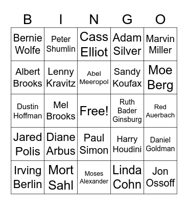 Jewish American Heritage Month Bingo Card