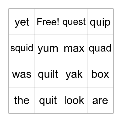 /Qu/ Bingo Card